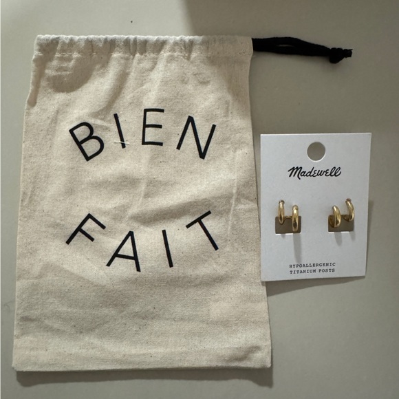 Chunky Double Huggie Hoop Earrings | Madewell | Gold - Picture 6 of 7